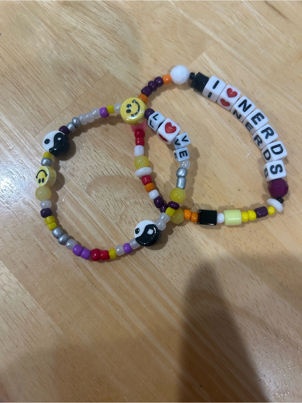 Kids/Women Beaded Bracelets - Yellow, Purple, Black Accent